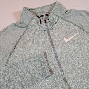 Nike Running Dri-FIT Quarter Zip Pullover Mens Medium Sage Green Heathered